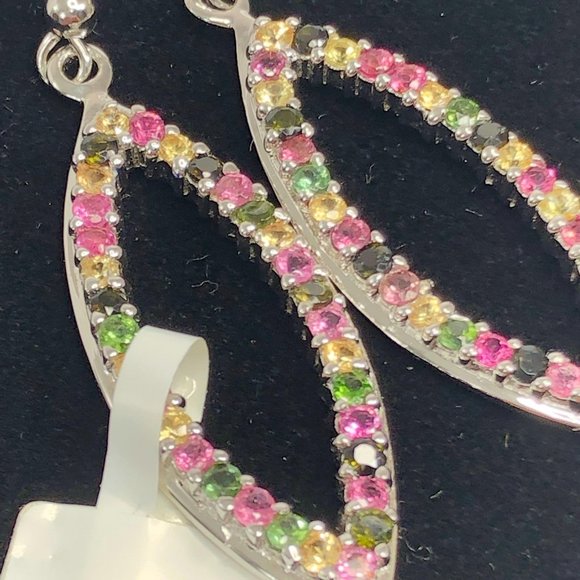 Unbranded Jewelry - Teardrop Gemstone Earrings Sterling Silver Dangle